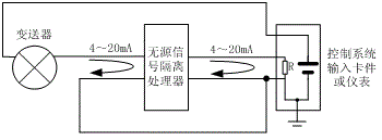 輸入配電二線制變送器的接線圖