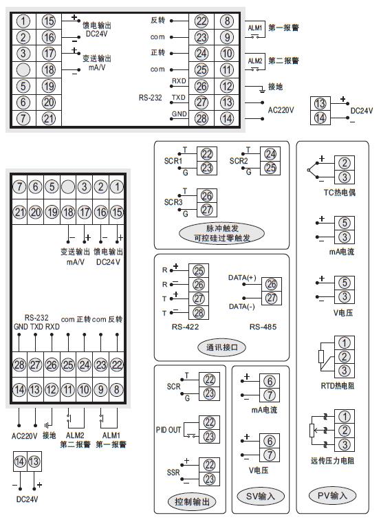 光柱閥位控制調(diào)節(jié)器SWP-T825接線圖