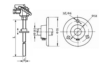 活動(dòng)法蘭安裝整體鉆孔熱電阻