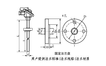 固定法蘭安裝整體鉆孔熱電阻