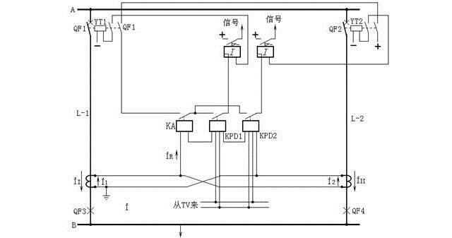 方向橫聯(lián)差動保護的原理圖（一相的原理接線）