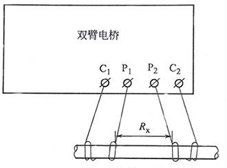 直流雙臂電橋測電阻接線示意圖