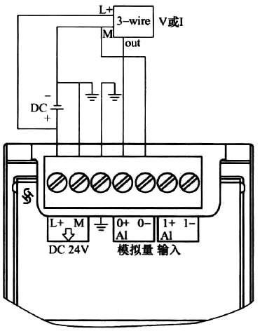 S7-1200 PLC連接3線制傳感器示意圖