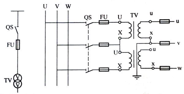 三個(gè)單相電壓互感器Y0/Y0接線