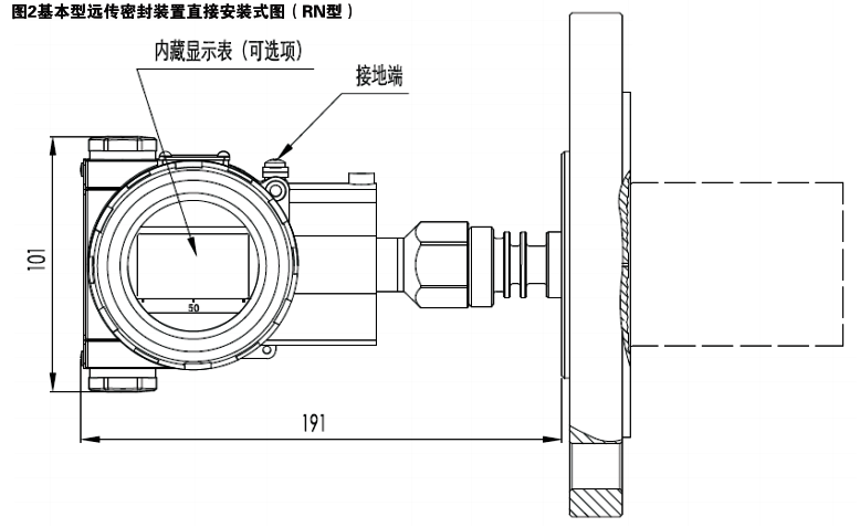 遠(yuǎn)傳壓力變送器基本型遠(yuǎn)傳密封裝置安裝式圖