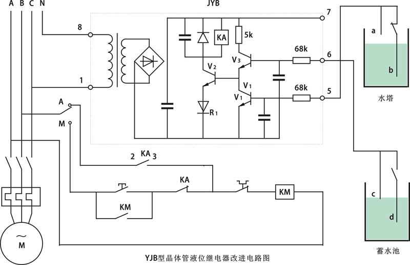 JYB-714晶體管液位繼電器改進(jìn)電路圖