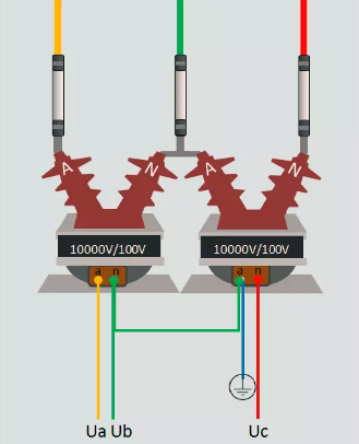 電壓互感器V/V接法3D示意圖