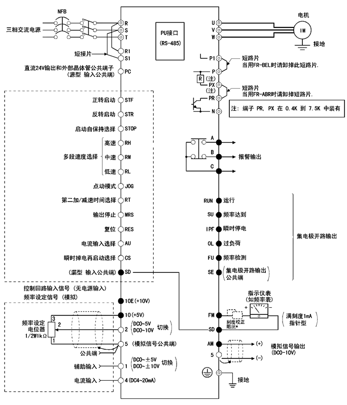 三菱FR-A540型變頻器總接線