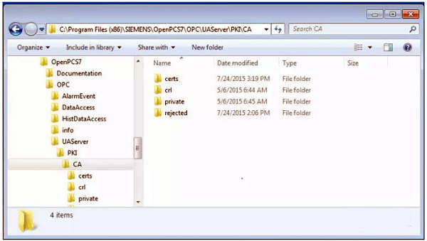 OPC UA服務(wù)器會將UA客戶端的證書復(fù)制到存放被拒絕證書的文件夾