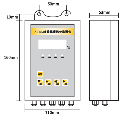 豎式多路溫度遠(yuǎn)傳監(jiān)測儀外形尺寸