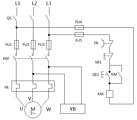 斷電制動(dòng)的電磁抱閘控制電路