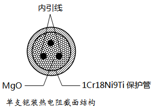 單支鎧裝熱電阻截面結構