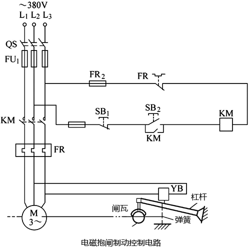 電磁抱閘制動(dòng)電路