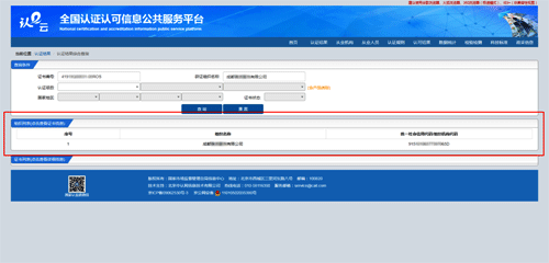 查詢獲得企業(yè)的組織名稱和統(tǒng)一社會信用代碼