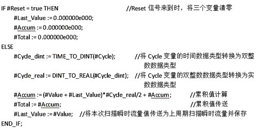 PLC實(shí)現(xiàn)流量積算的程序