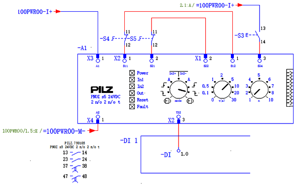 PNOZ s5電源及安全輸入通道