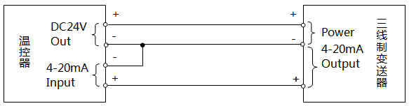 溫控器與三線制變送器接線示意圖(溫控器供電)