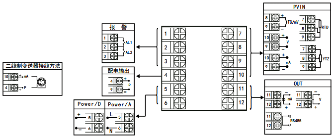 YR-GFC10顯示控制儀接線圖