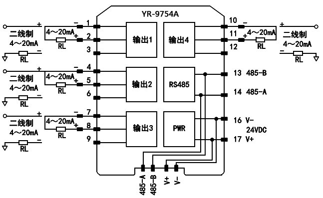 電流輸出遠(yuǎn)程I/O模塊接線圖