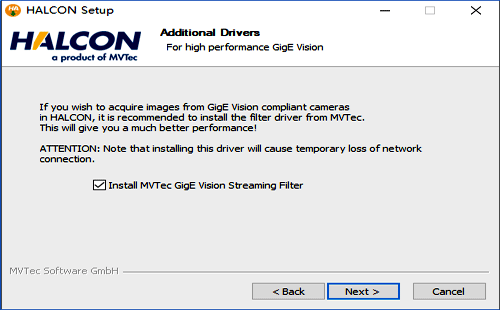 安裝MVTec的GigE驅(qū)動(dòng)