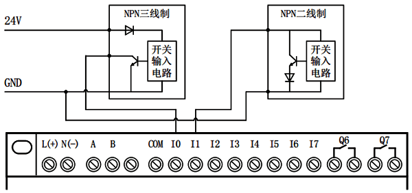 輸入為NPN的簡易PLC中文一體機接線