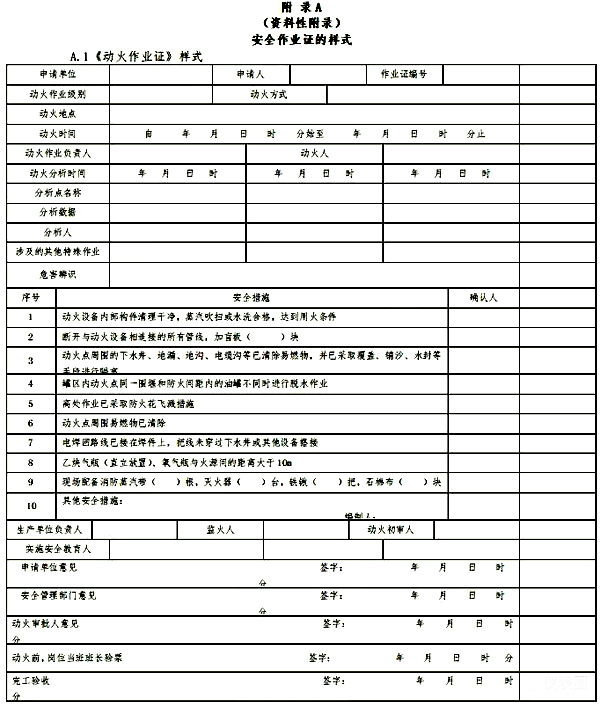 動(dòng)火工作票