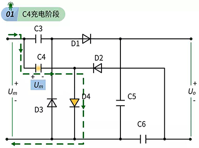 倍壓整流電路C4充電階段