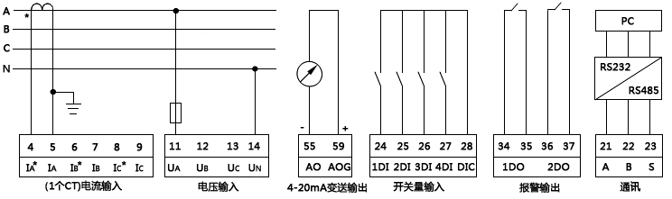 單相無(wú)功功率表接線圖