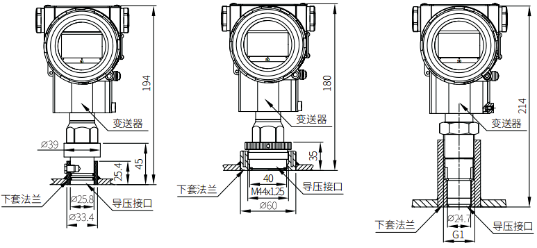 直連式壓力變送器紙漿接頭