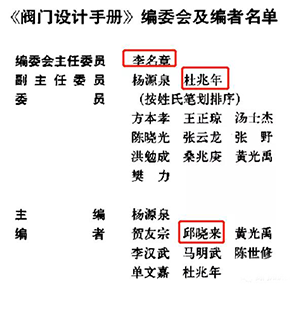 《閥門設(shè)計(jì)手冊》編者名單