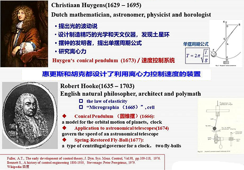 惠更斯和胡克都曾鉆研過利用離心力控制速度的問題，并設(shè)計了有關(guān)裝置