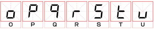 島電溫控器數(shù)碼字形對照表(字母O~U)