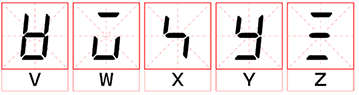 島電溫控器數(shù)碼字形對照表(字母V~Z)