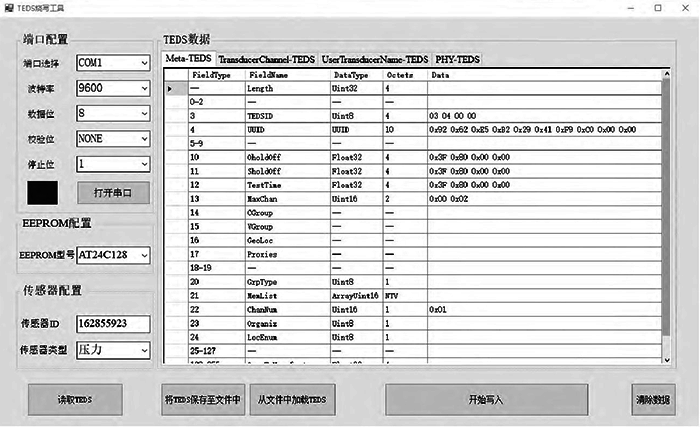 智能傳感器TEDS配置界面